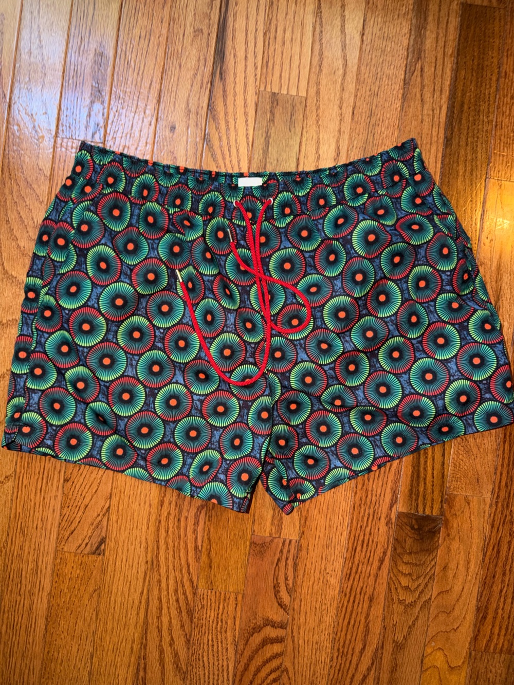 Paul Smith L122406 Mens Green Spiral Dome Print Swim Shorts Size L EUC